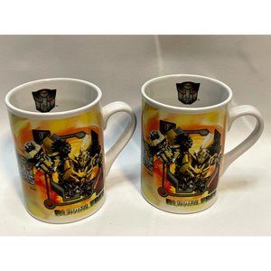 Hasbro Transformers coffee mug cup 4" Bumblebee Optimus Prime 2009 set of 2